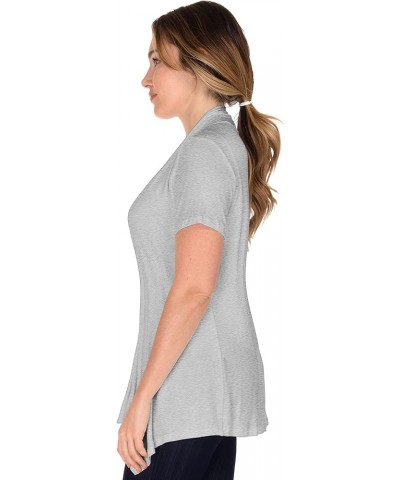 Womens Lightweight Short Sleeve Open Front Cardigan(S-5X) Heathergrey $15.59 Sweaters