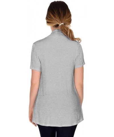 Womens Lightweight Short Sleeve Open Front Cardigan(S-5X) Heathergrey $15.59 Sweaters