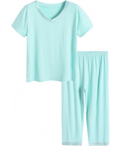 Women's Sleepwear Tops with Capri Pants Pajama Sets Green $19.49 Sleep & Lounge