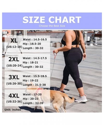 Plus Size Capri Leggings for Women-Stretchy X-Large-4X Tummy Control High Waist Spandex Workout Black Yoga Pants 2-navy Blue-...