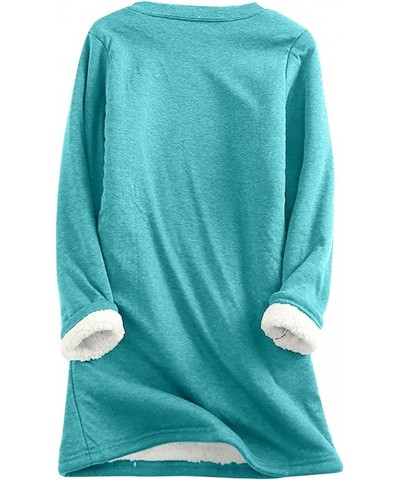 Fleece Lined Sweatshirt Women's Sherpa Lined Sweatshirt Winter Warm Fleece Crewneck Pullover Loungewear 01-cyan $10.25 Active...