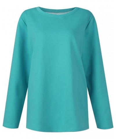 Fleece Lined Sweatshirt Women's Sherpa Lined Sweatshirt Winter Warm Fleece Crewneck Pullover Loungewear 01-cyan $10.25 Active...