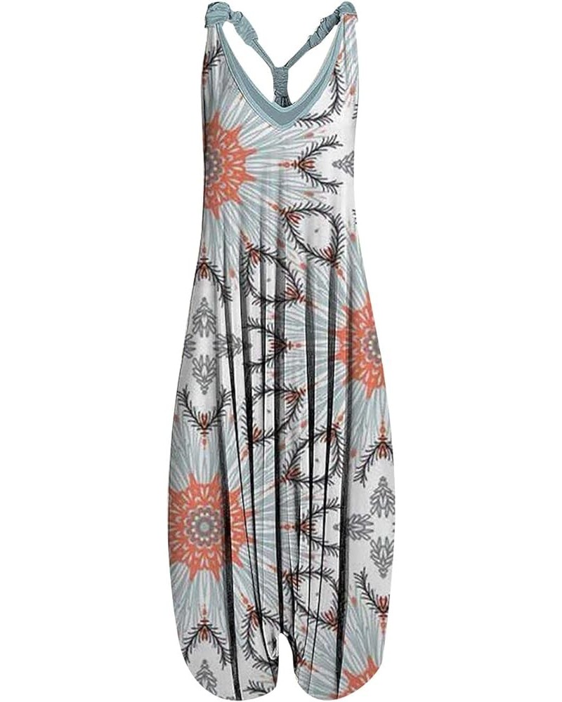 Women's Jumpsuit Summer Racerback Jumpsuit Spaghetti Straps Vintage Paisley Overall Jumpsuit Casual 1-light Blue $11.60 Jumps...