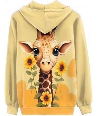 Zip Up Hoodie for Women Long Sleeve Shirts Plus Size Sweatshirts Sunflower Giraffe $17.55 Hoodies & Sweatshirts