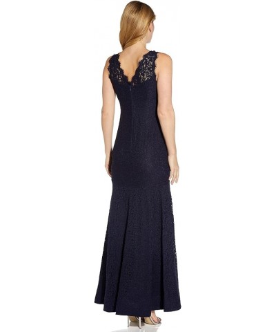 Women's Sleeveless Lace Trumpet Gown Navy $56.97 Dresses