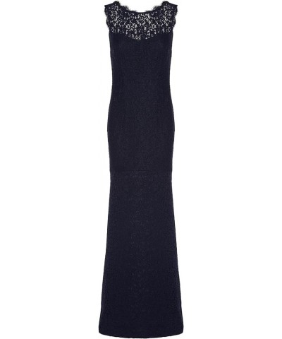 Women's Sleeveless Lace Trumpet Gown Navy $56.97 Dresses