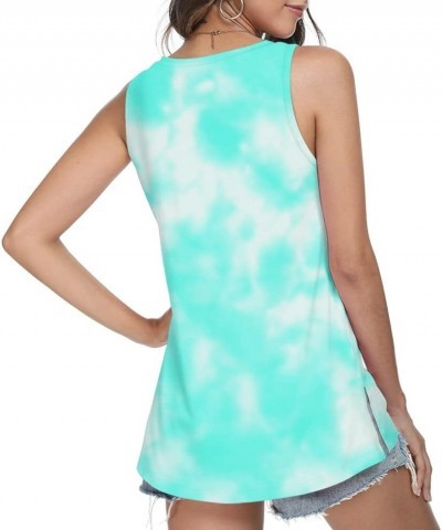 Womens Summer Sleeveless Tank Tops Vneck Loose Fit Tunic Side Split Tshirt Casual Blouse 2024 Light Blue Tie-dye $17.99 Tanks