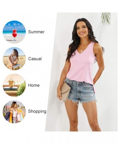 Womens Summer Sleeveless Tank Tops Vneck Loose Fit Tunic Side Split Tshirt Casual Blouse 2024 Light Blue Tie-dye $17.99 Tanks