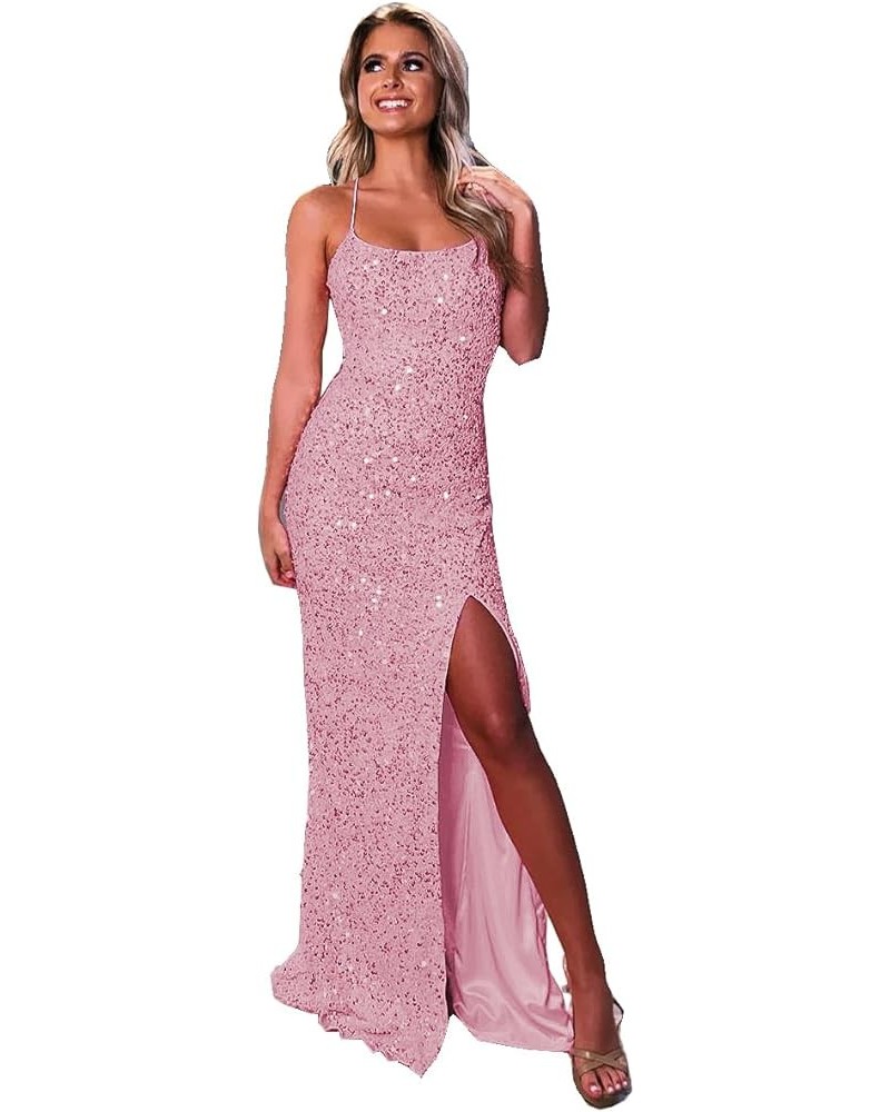 Women's Spaghetti Straps Sequin Homecoming Dresses Sparkly Glitter Short Prom Cocktail Gowns for Teens RS002 Long-dusty Rose ...