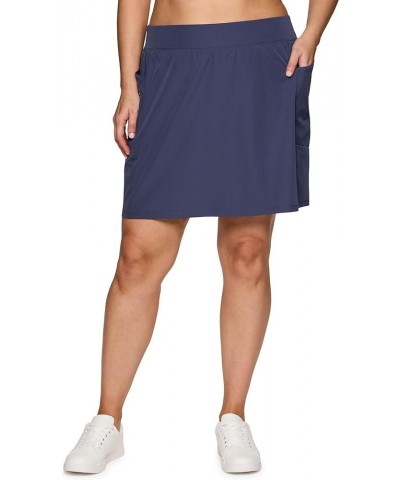 Active Women's Plus Size Stretch Woven Athletic Skort with Attached Bike Short and Pockets Smoke Blue $12.20 Skirts