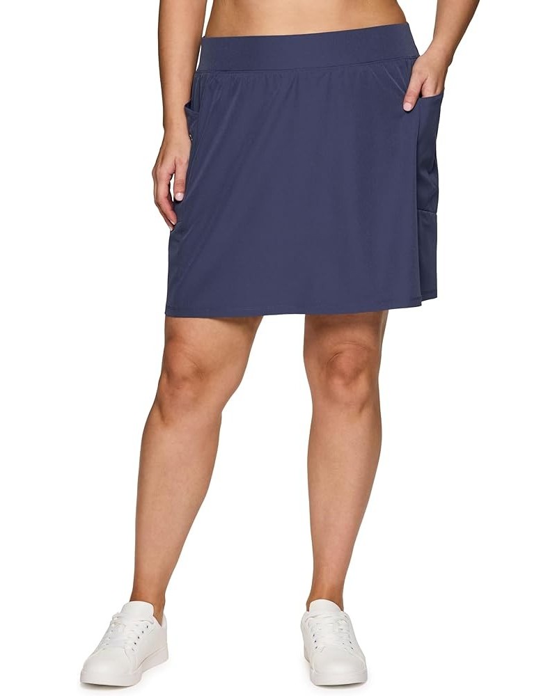 Active Women's Plus Size Stretch Woven Athletic Skort with Attached Bike Short and Pockets Smoke Blue $12.20 Skirts