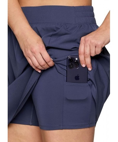 Active Women's Plus Size Stretch Woven Athletic Skort with Attached Bike Short and Pockets Smoke Blue $12.20 Skirts