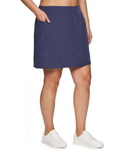 Active Women's Plus Size Stretch Woven Athletic Skort with Attached Bike Short and Pockets Smoke Blue $12.20 Skirts