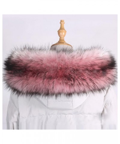 Faux Fur Collar Hood Collar Trim Replacement, Detachable Fluffy Faux Fur Scarf Scarves Shawl Stole for Winter Coat Pink With ...