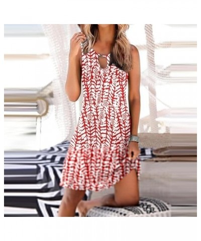 Summer Dresses for Women 2024 Casual A-Line Sleeveless Tank Dress Hollow Out Floral Print Dress Flowy Sundresses Sexy Sundres...