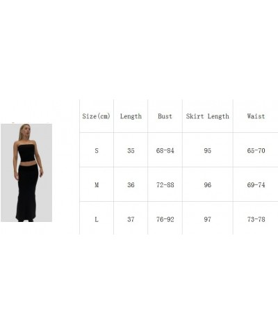 2 Piece Long Skirt Set for Women Strapless Crop Tube Top+Low Rise Skirt Summer Y2K Fairycore Vintage Maxi Dress B Green 2pcs ...