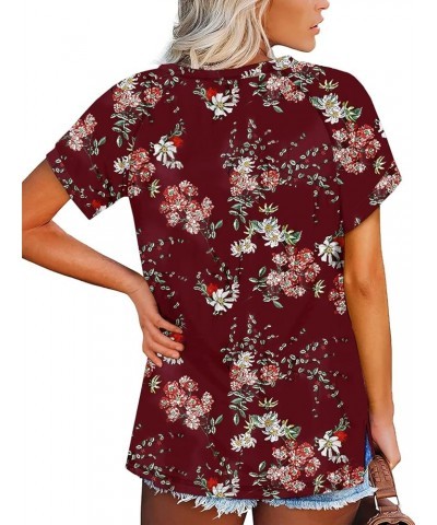 Womens Summer Tops Casual Short Sleeve Tee Side Split T Shirts E_02_floral $13.72 T-Shirts