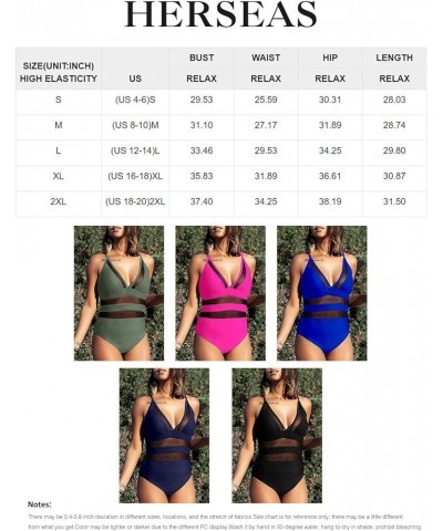 Womens One Piece Bathing Suit Sexy V Neck Mesh Patchwork Swimsuit Hot Pink $16.73 Swimsuits