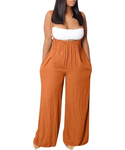 Womens Suspender Overalls Sleeveless High Waisted Wide Leg Jumpsuit Spaghetti Strap Baggy Long Pants Romper 009orange $14.33 ...