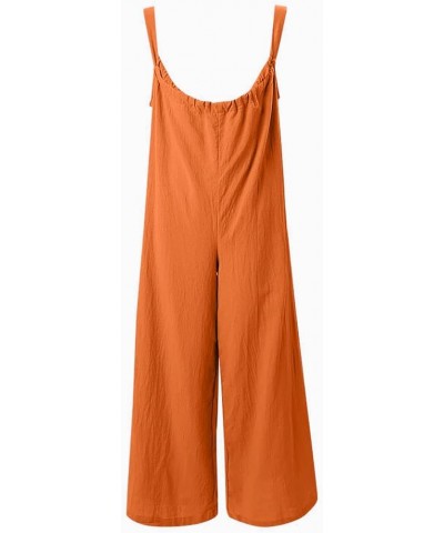 Womens Suspender Overalls Sleeveless High Waisted Wide Leg Jumpsuit Spaghetti Strap Baggy Long Pants Romper 009orange $14.33 ...