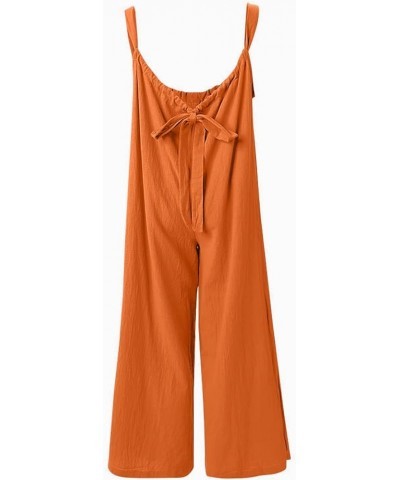 Womens Suspender Overalls Sleeveless High Waisted Wide Leg Jumpsuit Spaghetti Strap Baggy Long Pants Romper 009orange $14.33 ...