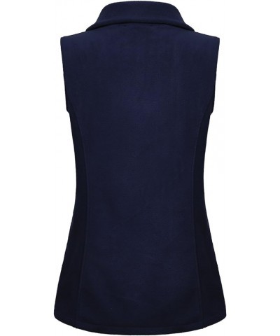 Women's Casual Zip Up Front Lightweight Fleece Vest with Pockets 302-navy Blue $17.38 Vests