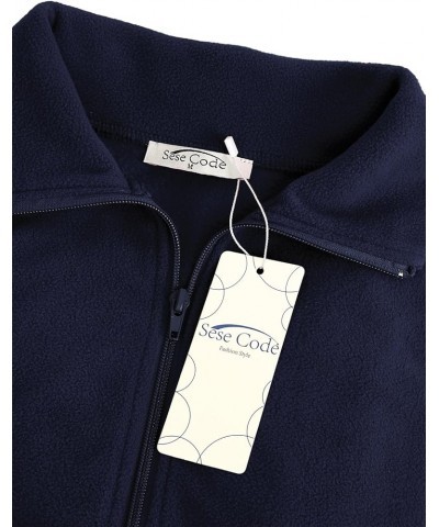 Women's Casual Zip Up Front Lightweight Fleece Vest with Pockets 302-navy Blue $17.38 Vests