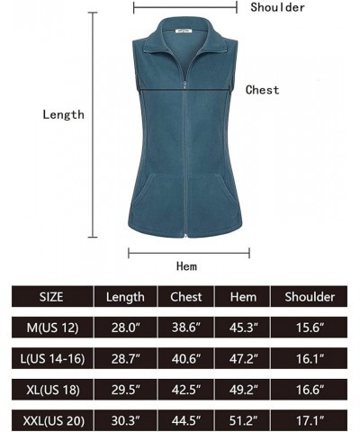 Women's Casual Zip Up Front Lightweight Fleece Vest with Pockets 302-navy Blue $17.38 Vests