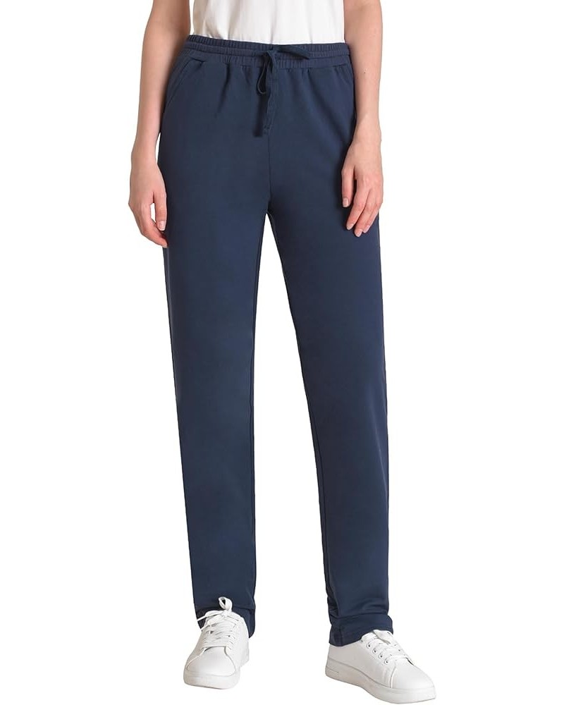 Women's 34" Inseam Tall Cotton Sweatpants with Pockets Navy $14.62 Activewear