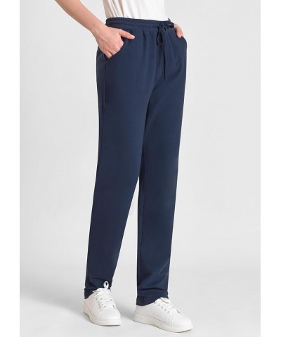 Women's 34" Inseam Tall Cotton Sweatpants with Pockets Navy $14.62 Activewear