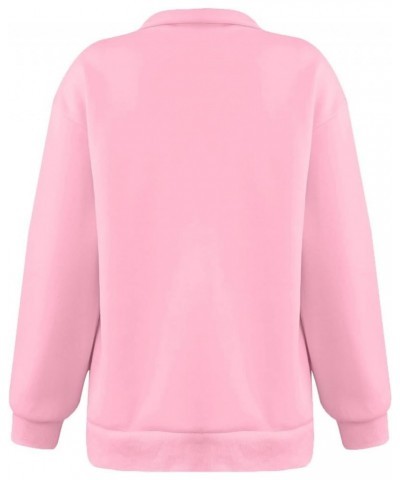 Women's Long Sleeve Quarter Zip Sweatshirt Casual Fall Winter Solid Color Hoodies Y2K Oversized Pullover Tops 18pink $8.90 Ho...