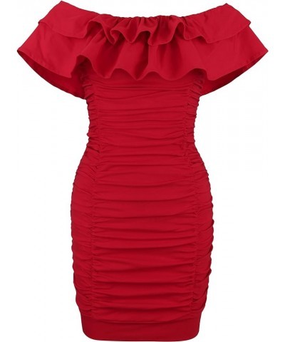 Womens Mini Wrap Dress V Neck Long Sleeve Bodycon Glitter Ruched Cocktail Party Dresses Red 1 $11.83 Dresses