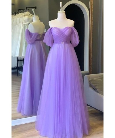 Glitter Tulle Prom Dresses Off The Shoulder Sweetheart Puffy Long Evening Gowns for Women 2023 White $41.80 Dresses