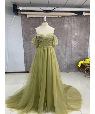 Off Shoulder Sequin Prom Dresses Tulle Ball Gowns Sparkly A Line Formal Evening Gowns for Women Gold $35.28 Dresses