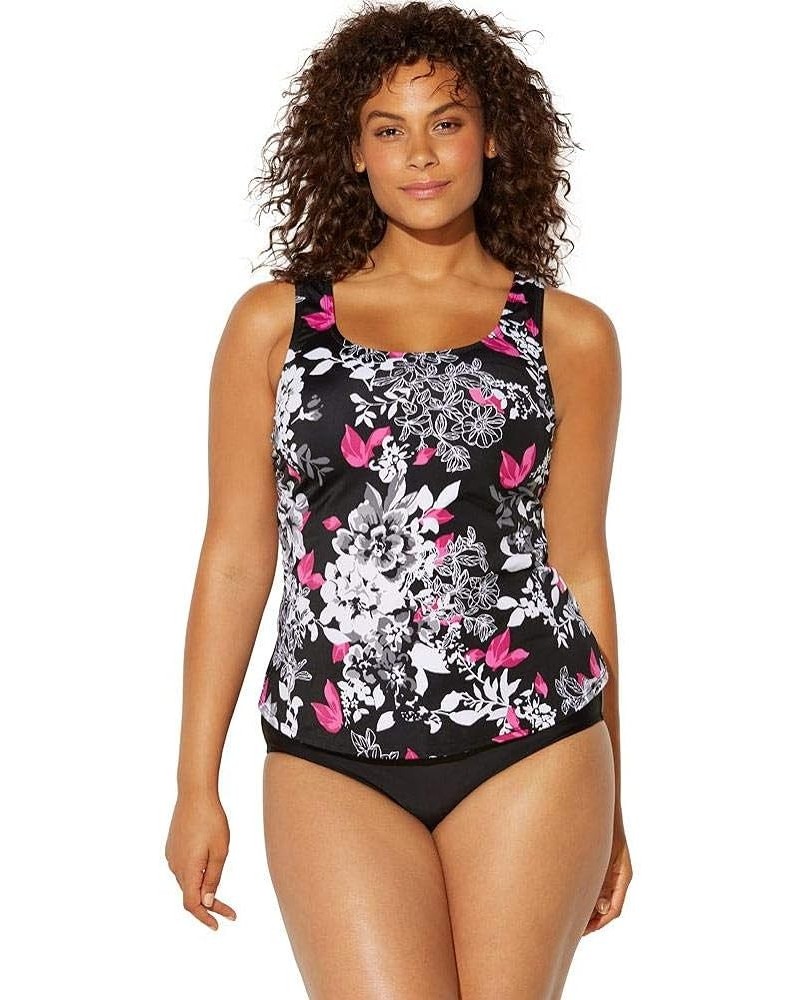 Women's Plus Size Classic Tankini Set Garden Rose, Black $30.42 Swimsuits