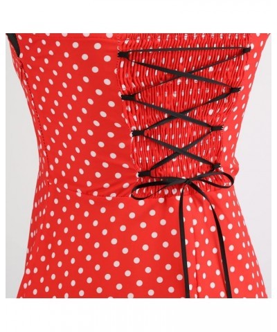 Vintage Women 1950s Rockabilly Swing Dress Pinup 50s Retro Hepburn Style Halterneck A-Line Dresses A: Red $13.44 Dresses