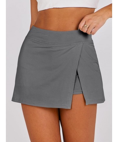 Women's High Waisted Bodycon Inner Shorts Mini Skirt 2024 Summer Athletic Tennis Workout Skorts Deep Gray $12.90 Skirts