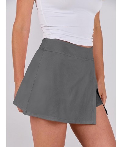 Women's High Waisted Bodycon Inner Shorts Mini Skirt 2024 Summer Athletic Tennis Workout Skorts Deep Gray $12.90 Skirts