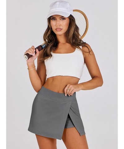 Women's High Waisted Bodycon Inner Shorts Mini Skirt 2024 Summer Athletic Tennis Workout Skorts Deep Gray $12.90 Skirts