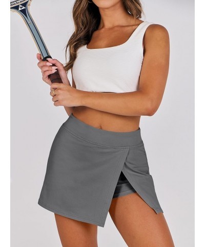 Women's High Waisted Bodycon Inner Shorts Mini Skirt 2024 Summer Athletic Tennis Workout Skorts Deep Gray $12.90 Skirts