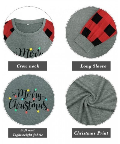 Cute Plus Size Christmas Shirt Women Funny Long Sleeve Raglan Merry Christmas Baseball T Shirts Tops B_red $8.24 T-Shirts