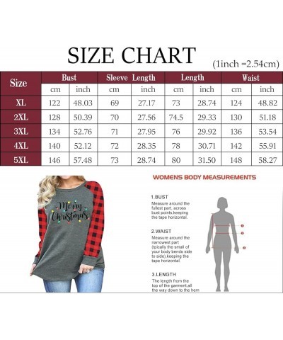 Cute Plus Size Christmas Shirt Women Funny Long Sleeve Raglan Merry Christmas Baseball T Shirts Tops B_red $8.24 T-Shirts