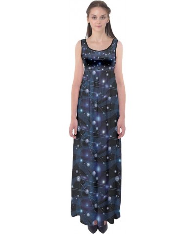 Womens Starry Night Sky Moon Stars Space Constellations Planets Soft Empire Waist Maxi Dress, XS-5XL Blue Space $17.66 Dresses