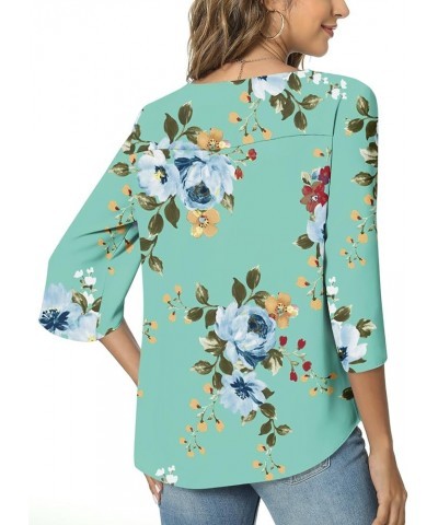 Womens 2024 Summer Casual Square Neck Loose Tunic Top for leggings 3/4 Sleeve Chiffon Blouse 03/Mint Green $18.89 Tops