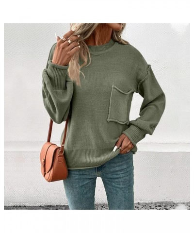 Womens Fall Sweaters 2023 Women's Ribbed Knitted Shirts Pullover Tunic Tops Loose Solid Color Blouses Top 03-army Green $17.1...