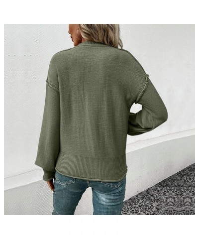 Womens Fall Sweaters 2023 Women's Ribbed Knitted Shirts Pullover Tunic Tops Loose Solid Color Blouses Top 03-army Green $17.1...