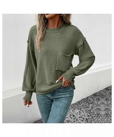 Womens Fall Sweaters 2023 Women's Ribbed Knitted Shirts Pullover Tunic Tops Loose Solid Color Blouses Top 03-army Green $17.1...