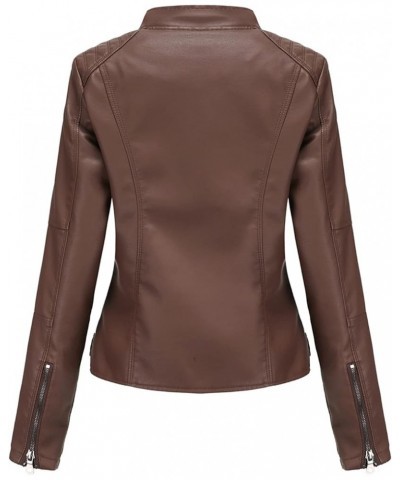 Faux Leather Jacket Women Bomber Jacket Women's Belted Motorcycle Jacket,Purple,XL 3X-Large Brown $26.46 Coats