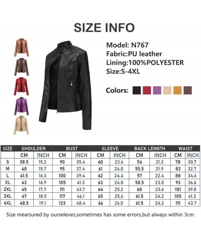 Faux Leather Jacket Women Bomber Jacket Women's Belted Motorcycle Jacket,Purple,XL 3X-Large Brown $26.46 Coats