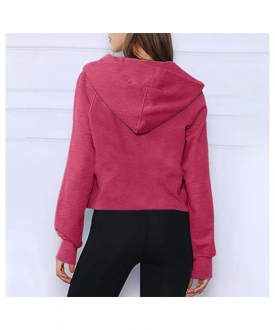 Oversized Hoodies For Women Zip Up Long Sleeve Hooded Sweatshirts Casual Quarter Zip Pullover Tops Fall Y2K Clothes J05-red $...